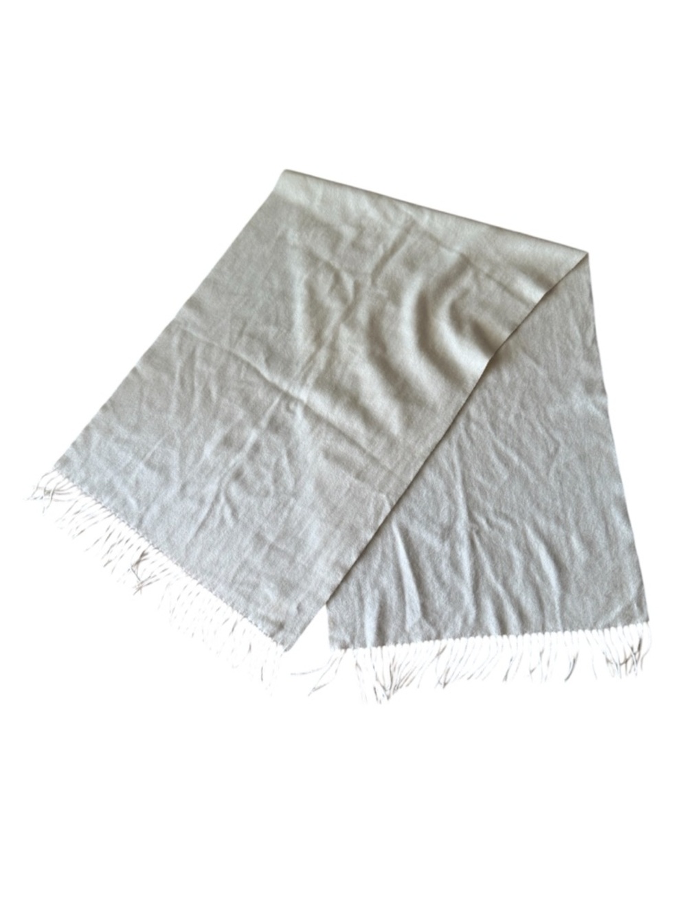 Uniqlo Cashmere Cream Ivory Scarf Wide Fringe Soft Cozy